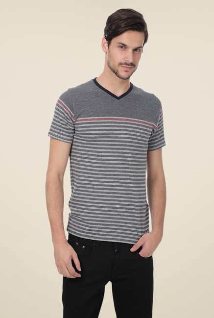 Basics Grey Striped Blend T-shirt Basics Grey Striped Blend T-shirt