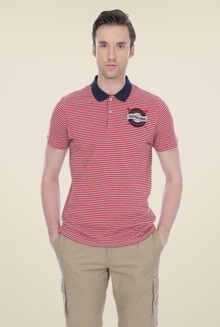Basics Red Striped Polo T-shirt Basics Red Striped Polo T-shirt