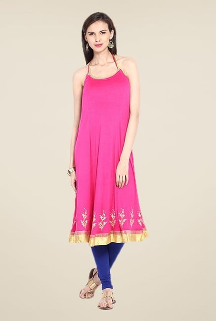 Ira Soleil Pink Solid Kurta Ira Soleil Pink Solid Kurta