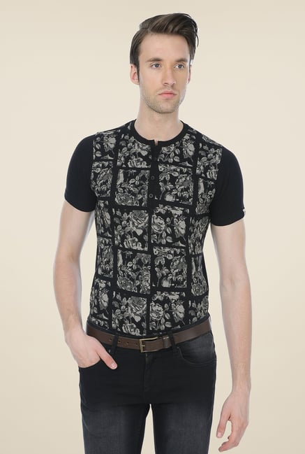 Basics Black Floral Print T-shirt Basics Black Floral Print T-shirt