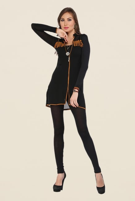 Ira Soleil Black Solid Kurti Ira Soleil Black Solid Kurti