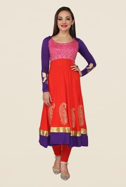 Ira Soleil Orange Printed Kurta Ira Soleil Orange Printed Kurta