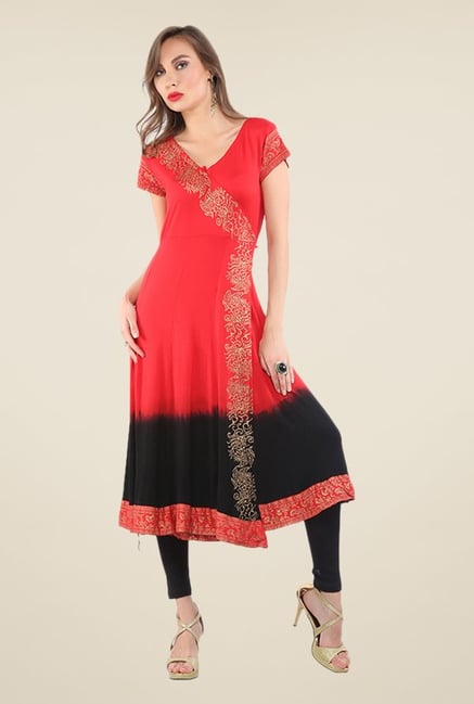 Ira Soleil Red Printed Kurta Ira Soleil Red Printed Kurta