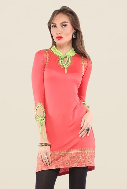 Ira Soleil Pink Printed Kurti Ira Soleil Pink Printed Kurti