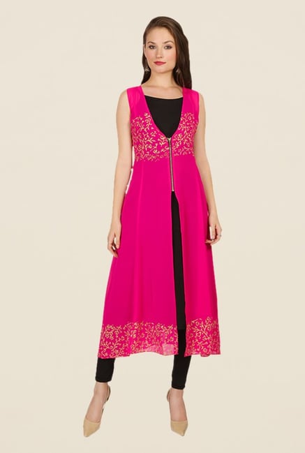 Ira Soleil Pink Printed Kurta Ira Soleil Pink Printed Kurta