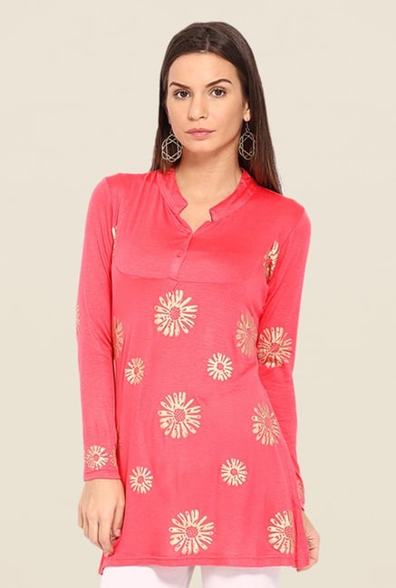 Ira Soleil Pink Printed Kurti Ira Soleil Pink Printed Kurti