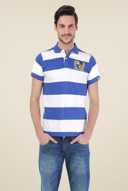 Basics Blue Striped Polo T-shirt Basics Blue Striped Polo T-shirt