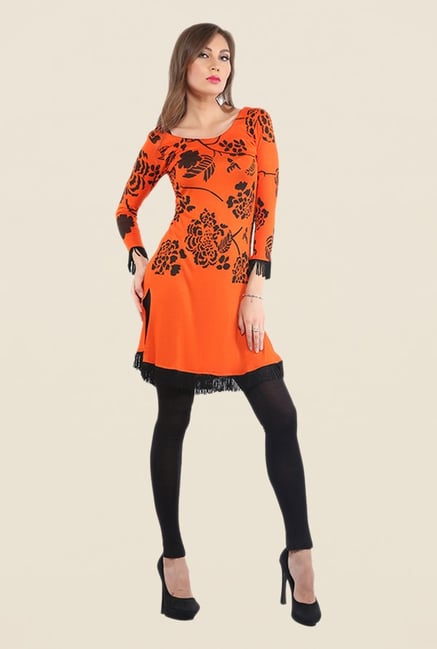 Ira Soleil Orange Printed Kurti Ira Soleil Orange Printed Kurti