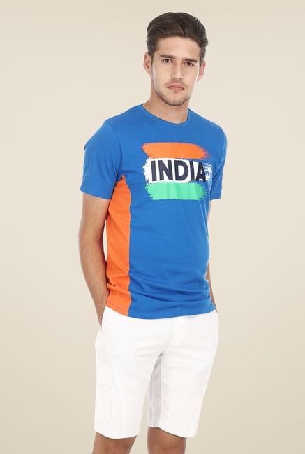 Basics Blue Printed Crew T-shirt Basics Blue Printed Crew T-shirt