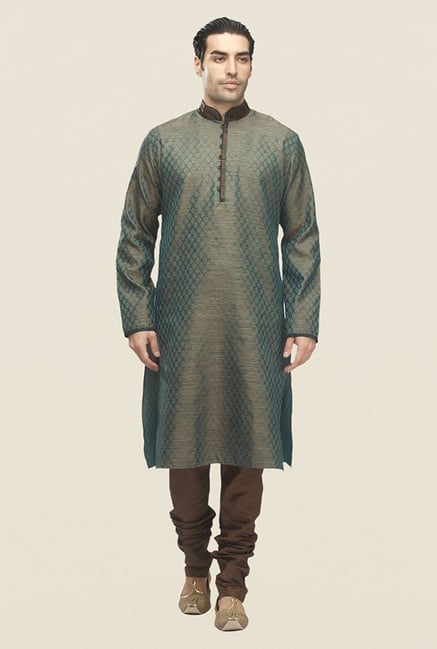 Manyavar Brown Jacquard Kurta & Churidar Manyavar Brown Jacquard Kurta & Churidar