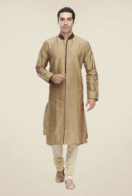 Manyavar Brown Jacquard Kurta & Churidar Manyavar Brown Jacquard Kurta & Churidar