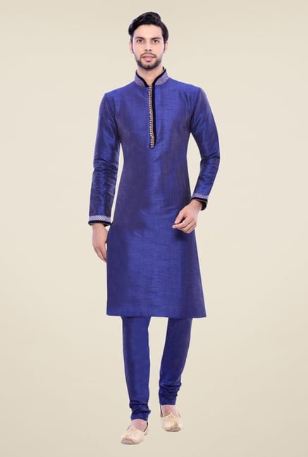 Manyavar Trendy Blue Textured Kurta & Churidar Manyavar Trendy Blue Textured Kurta & Churidar