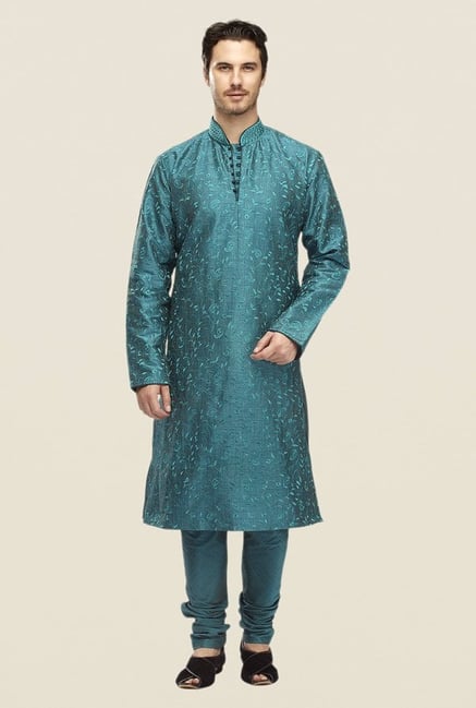 Manyavar Green Embroidered Kurta & Churidar Manyavar Green Embroidered Kurta & Churidar