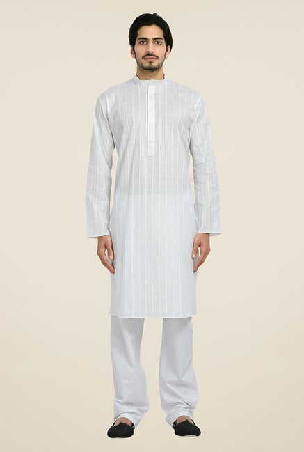 Manyavar Simple White Kurta & Pyjama Manyavar Simple White Kurta & Pyjama