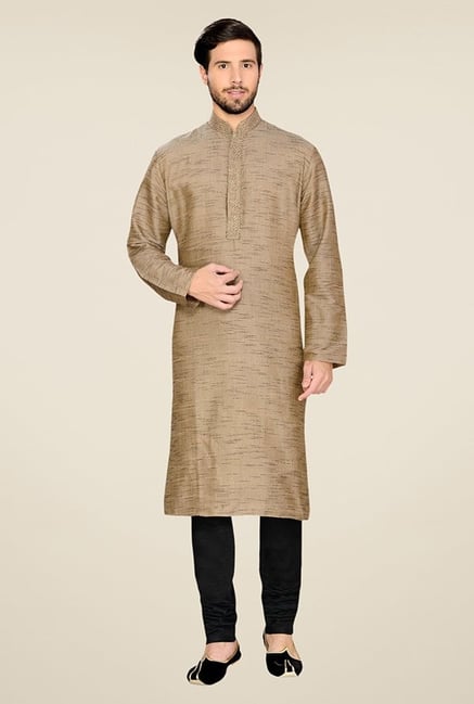 Manyavar Trendy Brown & Black Textured Kurta & Churidar Manyavar Trendy Brown & Black Textured Kurta & Churidar