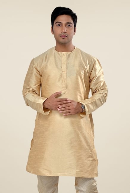 Manyavar Simple Deep Beige Solid Kurta Manyavar Simple Deep Beige Solid Kurta