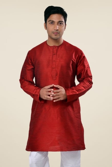 Manyavar Simple Maroon Solid Kurta Manyavar Simple Maroon Solid Kurta