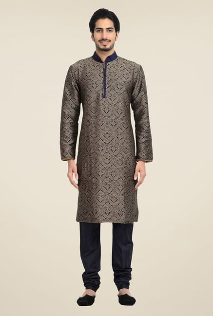 Manyavar Brown Brocade Kurta & Churidar Manyavar Brown Brocade Kurta & Churidar