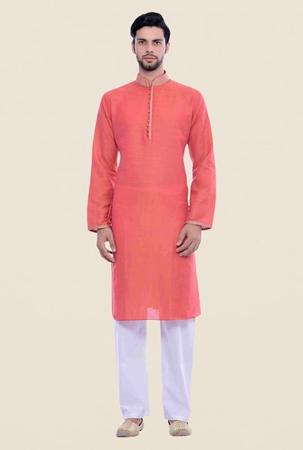 Manyavar Trendy Coral Kurta & Churidar Manyavar Trendy Coral Kurta & Churidar