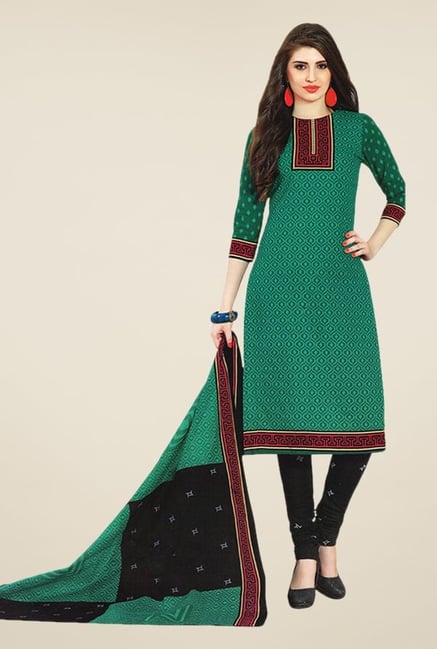 Salwar Studio Green & Black Printed Dress Material Salwar Studio Green & Black Printed Dress Material