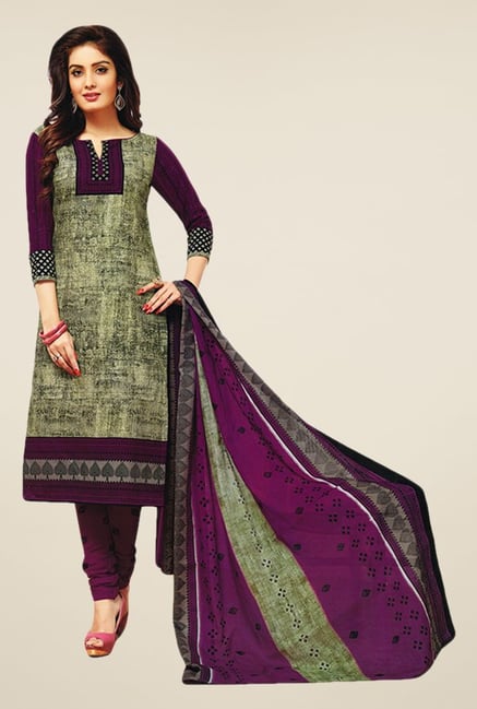 Salwar Studio Purple & Grey Printed Dress Material Salwar Studio Purple & Grey Printed Dress Material