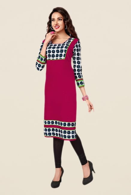 Salwar Studio Magenta Printed Unstitched Kurti Salwar Studio Magenta Printed Unstitched Kurti