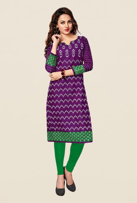 Salwar Studio Purple & Green Printed Unstitched Kurti Salwar Studio Purple & Green Printed Unstitched Kurti