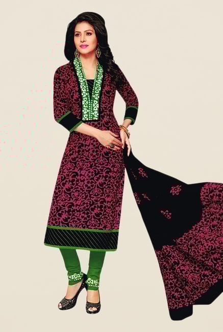 Salwar Studio Pink & Green Batik Dress Material Salwar Studio Pink & Green Batik Dress Material