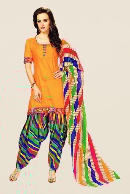 Salwar Studio Yellow & Green Printed Cotton Dress Material Salwar Studio Yellow & Green Printed Cotton Dress Material