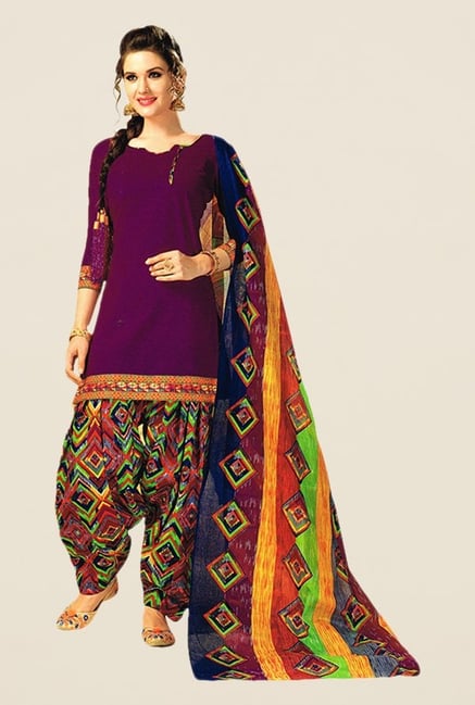 Salwar Studio Magenta & Green Printed Dress Material Salwar Studio Magenta & Green Printed Dress Material