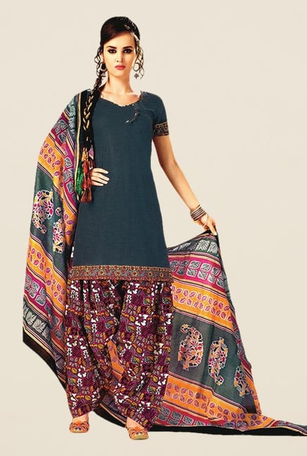 Salwar Studio Grey & Pink Printed Dress Material Salwar Studio Grey & Pink Printed Dress Material