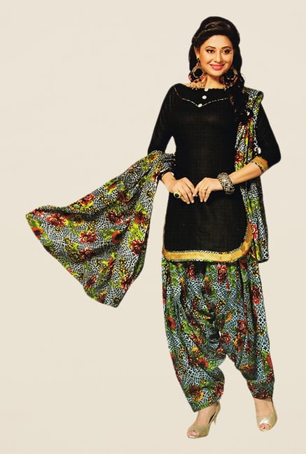 Salwar Studio Black & Green Printed Dress Material Salwar Studio Black & Green Printed Dress Material