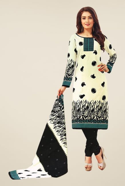 Salwar Studio Beige & Black Printed Dress Material Salwar Studio Beige & Black Printed Dress Material