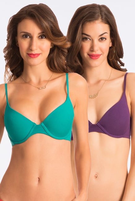 Pretty Secrets Purple & Green T Shirt Bra (Pack of 2) Pretty Secrets Purple & Green T Shirt Bra (Pack of 2)