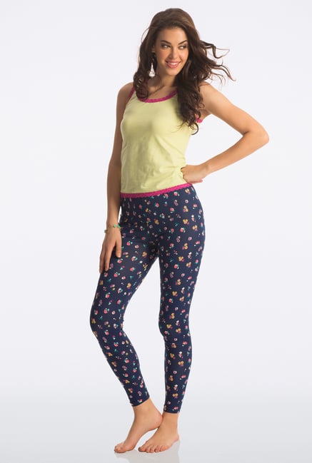 Pretty Secrets Navy Cheeky Floral Leggings Pretty Secrets Navy Cheeky Floral Leggings