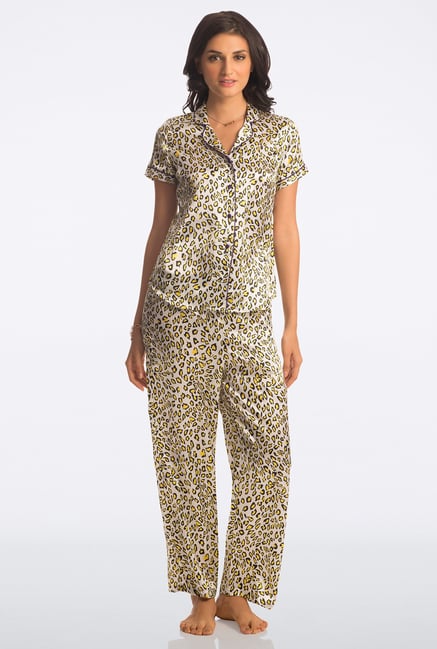 Pretty Secrets White Animal Print All Day Lounge Pyjama Sets Pretty Secrets White Animal Print All Day Lounge Pyjama Sets