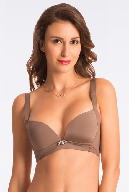 Pretty Secrets Slim Sexy Chocolate Brown Wirefree Plunge Bra Pretty Secrets Slim Sexy Chocolate Brown Wirefree Plunge Bra