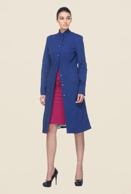 Kaaryah Blue Solid Coat Kaaryah Blue Solid Coat