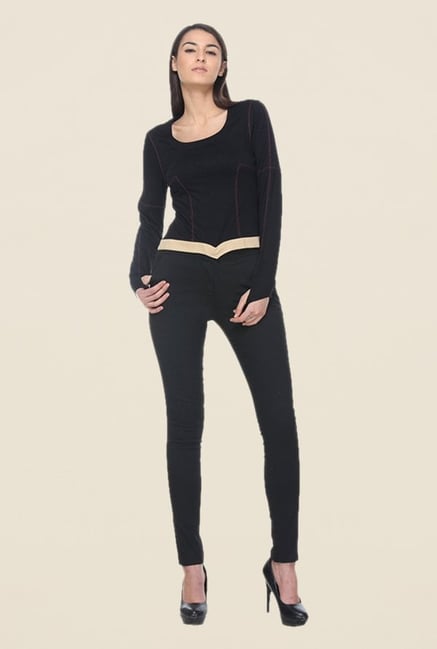 Kaaryah Black Viscose Solid Top Kaaryah Black Viscose Solid Top