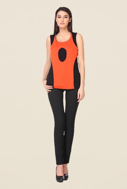 Kaaryah Orange & Black Solid Top Kaaryah Orange & Black Solid Top