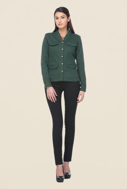 Kaaryah Green Solid Jacket Kaaryah Green Solid Jacket