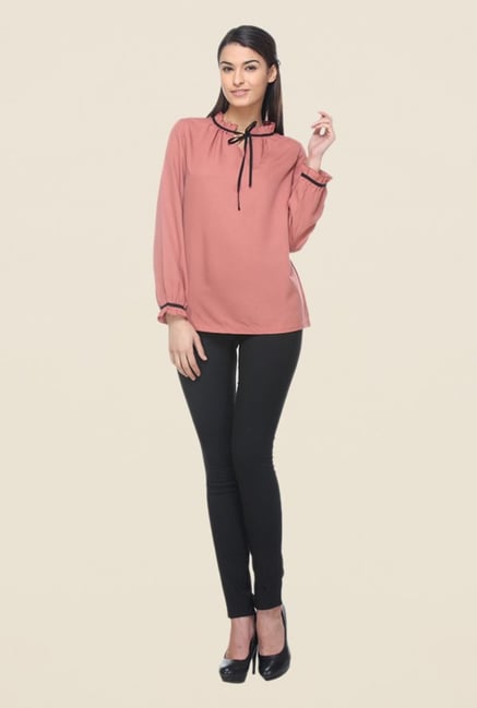 Kaaryah Pink Polyester Solid Top Kaaryah Pink Polyester Solid Top
