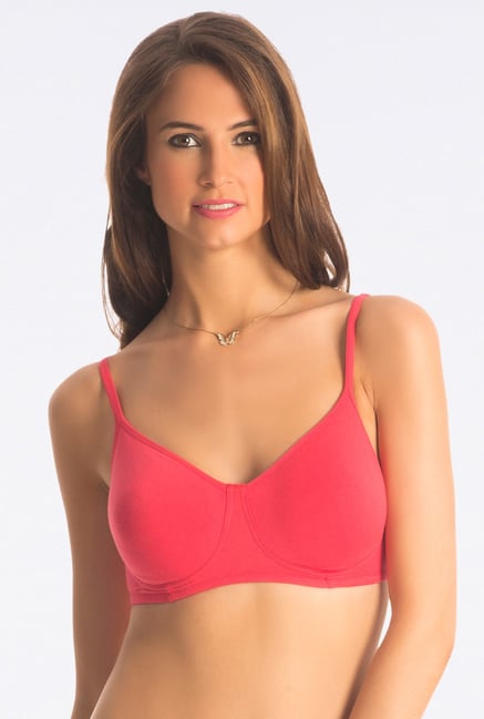 PrettySecrets Chirpy Coral Snug Fit Wireless Bra PrettySecrets Chirpy Coral Snug Fit Wireless Bra