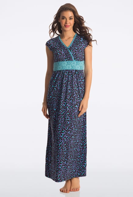 PrettySecrets Purple Animal Print Long Nightdress PrettySecrets Purple Animal Print Long Nightdress