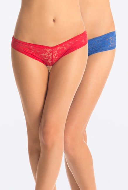 PrettySecrets Red & Blue Lacy Hipster (Pack of 2) PrettySecrets Red & Blue Lacy Hipster (Pack of 2)