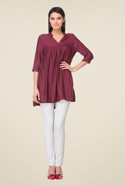 Kaaryah Wine Solid Tunic Kaaryah Wine Solid Tunic