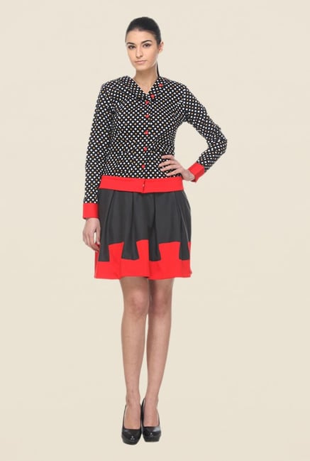 Kaaryah Black Printed Relaxed Fit Jacket Kaaryah Black Printed Relaxed Fit Jacket