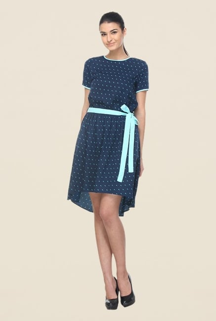 Kaaryah Navy Printed Asymmetrical Dress Kaaryah Navy Printed Asymmetrical Dress