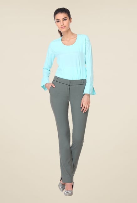 Kaaryah Green Straight Fit Trousers Kaaryah Green Straight Fit Trousers