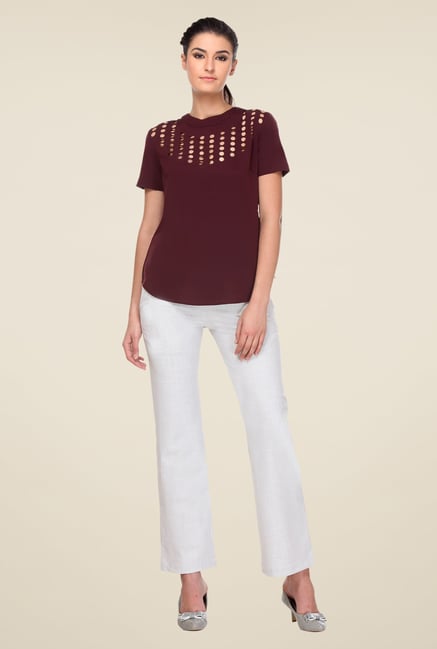 Kaaryah Maroon Solid Top Kaaryah Maroon Solid Top